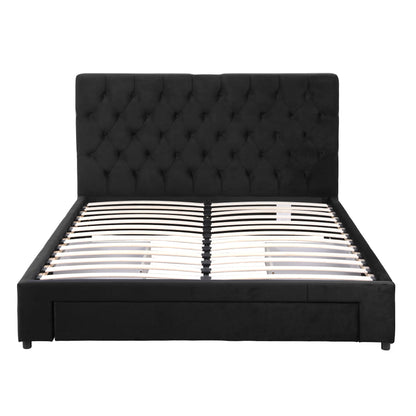 Artiss Queen Bed Frame Storage Charging Station Upholstered 3 Drawers USB Type-C-Furniture > Bedroom > Beds &amp; Bed Frames-PEROZ Accessories