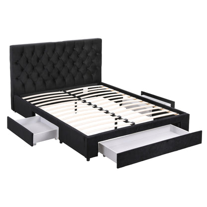 Artiss Queen Bed Frame Storage Charging Station Upholstered 3 Drawers USB Type-C-Furniture > Bedroom > Beds &amp; Bed Frames-PEROZ Accessories