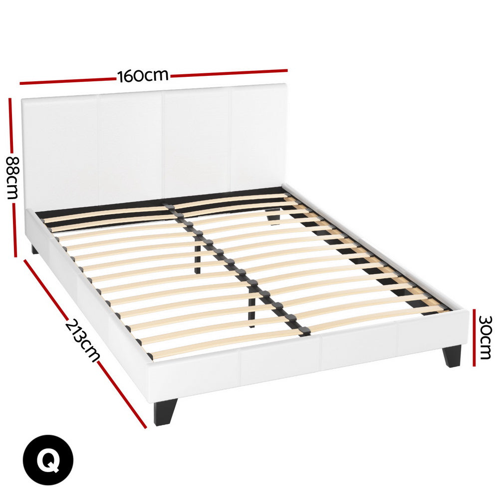 Artiss Bed Frame Queen Size White NEO-Furniture &gt; Bedroom &gt; Beds &amp; Bed Frames-PEROZ Accessories
