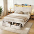 Artiss Queen Upholstered Bed Frame with Shelf Storage Drawers Charging Station Mood Lighting Linen-Furniture > Bedroom > Beds & Bed Frames-PEROZ Accessories
