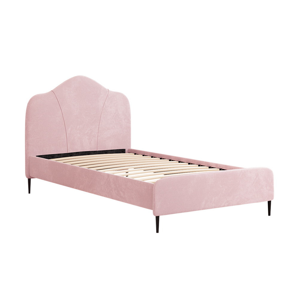 Artiss Bed Frame King Single Size Velvet Pink OLAN-Furniture &gt; Bedroom-PEROZ Accessories