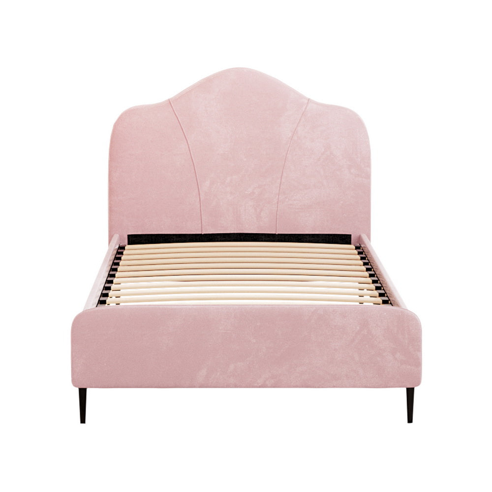 Artiss Bed Frame King Single Size Velvet Pink OLAN-Furniture &gt; Bedroom-PEROZ Accessories