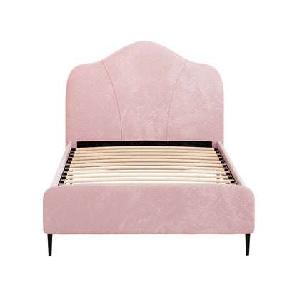 Artiss Bed Frame King Single Size Velvet Pink OLAN-Furniture &gt; Bedroom-PEROZ Accessories