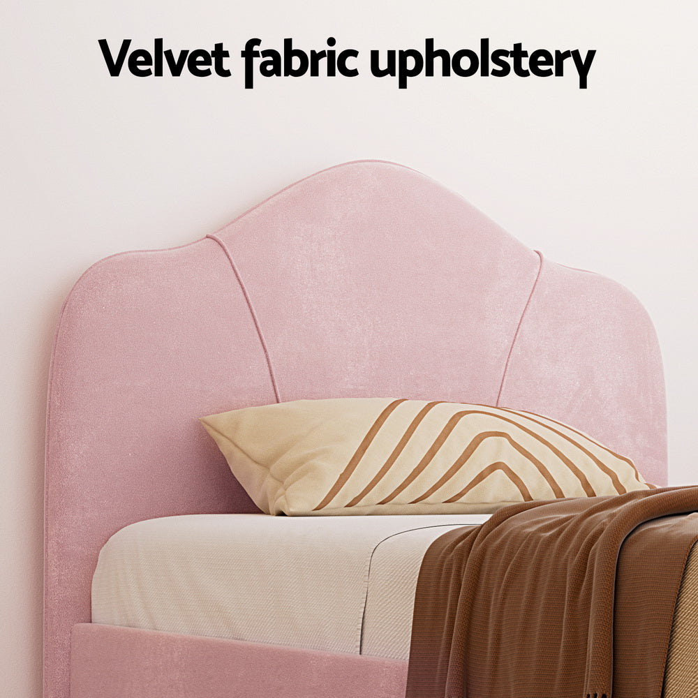 Artiss Bed Frame King Single Size Velvet Pink OLAN-Furniture &gt; Bedroom-PEROZ Accessories