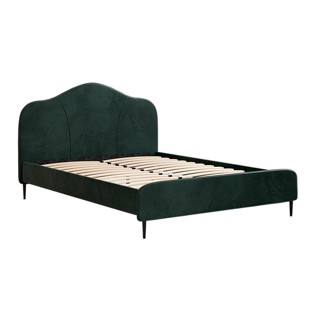 Artiss Bed Frame Queen Size Velvet Dark Green OLAN-Furniture &gt; Bedroom-PEROZ Accessories