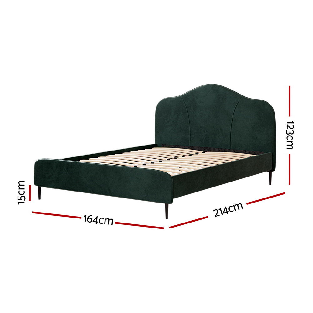 Artiss Bed Frame Queen Size Velvet Dark Green OLAN-Furniture &gt; Bedroom-PEROZ Accessories