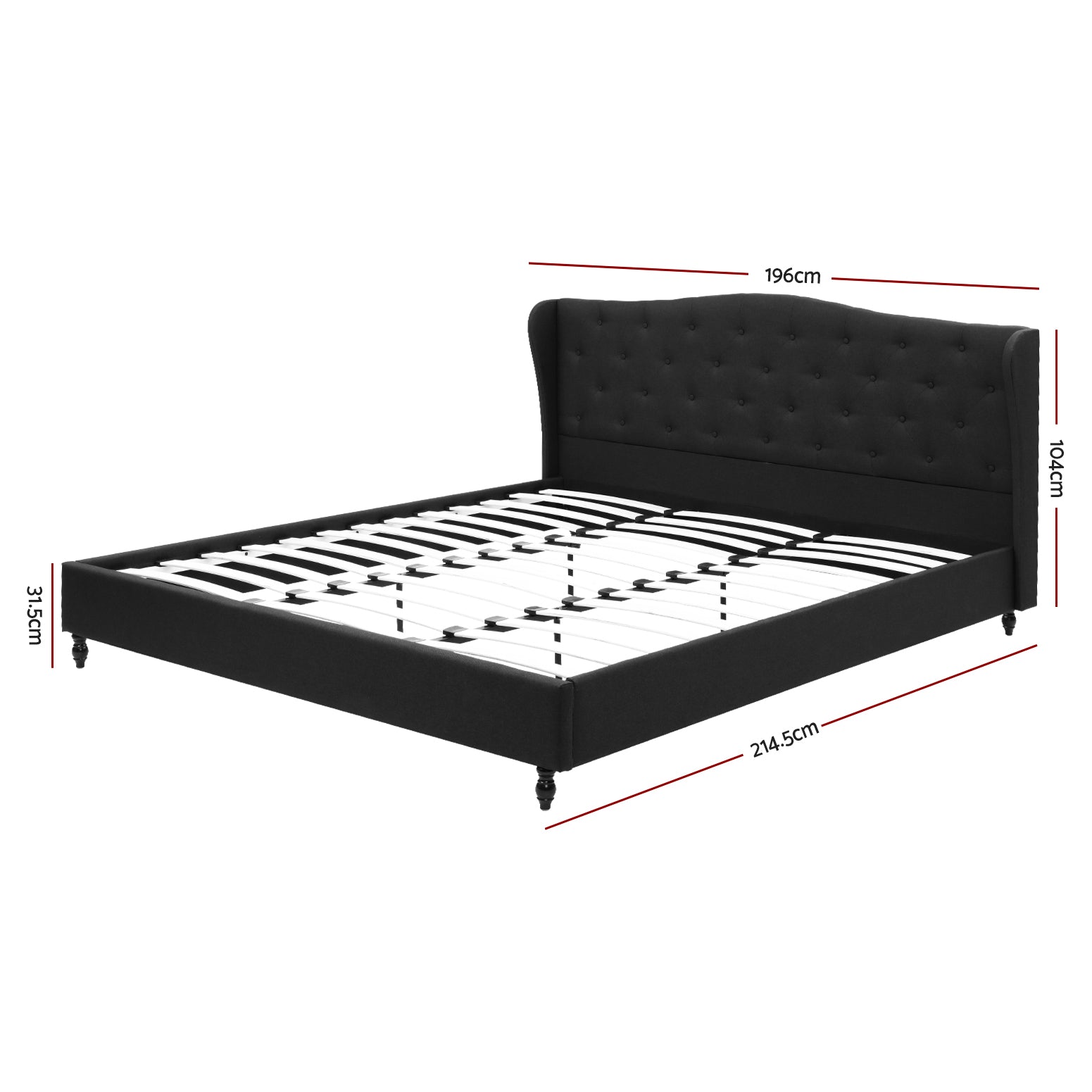 Artiss King Bed Frame Wingback Headboard Charcoal Grey Linen Upholstered Platform Bed Base-Furniture > Bedroom > Beds &amp; Bed Frames-PEROZ Accessories