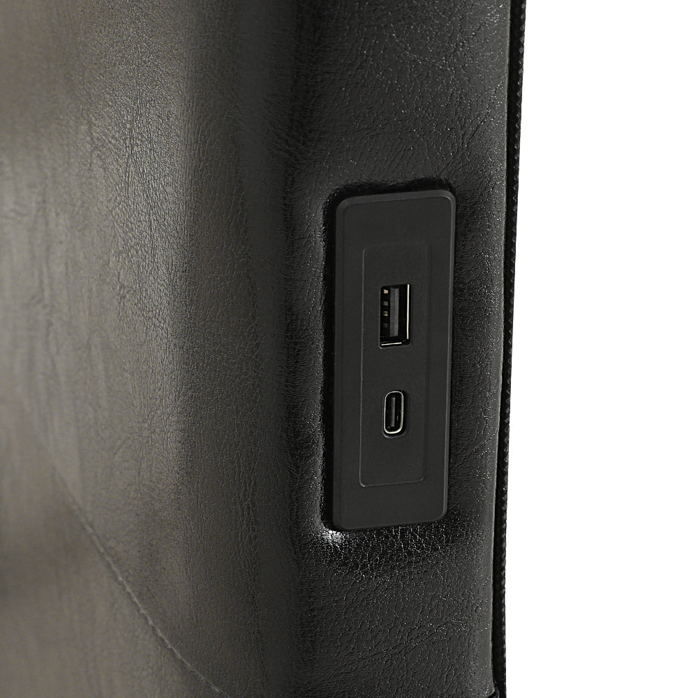 Artiss Bed Frame King Bed Base w RGB LED Lights Charge Ports Black Leather RAVI-Furniture &gt; Bedroom-PEROZ Accessories
