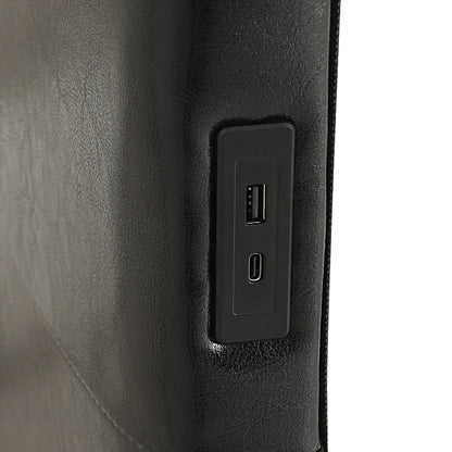 Artiss Bed Frame King Bed Base w RGB LED Lights Charge Ports Black Leather RAVI-Furniture &gt; Bedroom-PEROZ Accessories