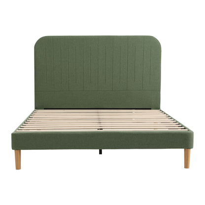 Artiss Double Bed Frame, Green Fabric, Padded Headboard, 300kg Capacity-Furniture > Bedroom > Beds &amp; Bed Frames-PEROZ Accessories