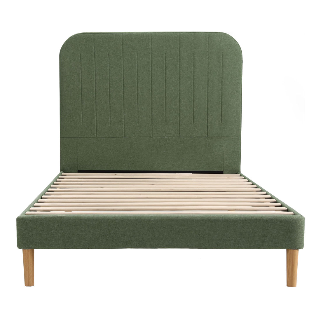 Artiss King Single Bed Frame, Green Faux Linen with Wooden Slats-Furniture > Bedroom > Beds &amp; Bed Frames-PEROZ Accessories