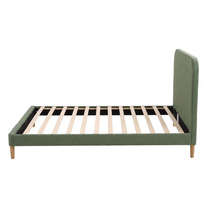 Artiss King Single Bed Frame, Green Faux Linen with Wooden Slats-Furniture > Bedroom > Beds &amp; Bed Frames-PEROZ Accessories