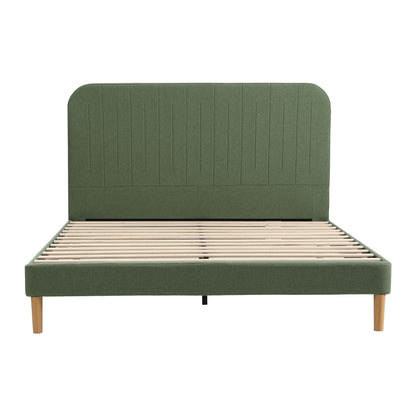 Artiss Queen Bed Frame, Green Fabric, Padded Headboard, 300kg Capacity-Furniture > Bedroom > Beds &amp; Bed Frames-PEROZ Accessories