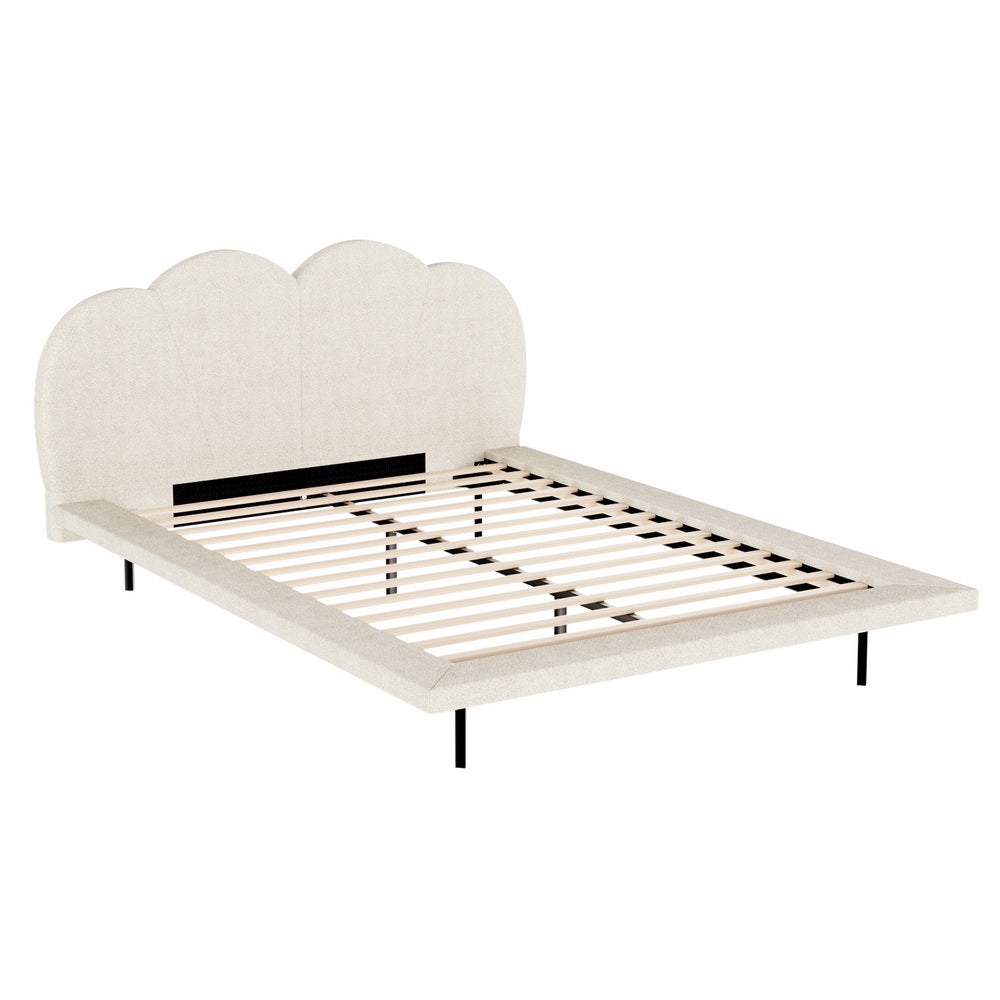 Artiss Bed Frame Queen Size Boucle Beige SASA-Furniture &gt; Bedroom-PEROZ Accessories