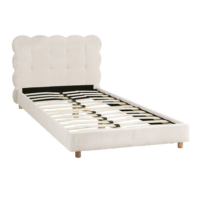 Artiss King Single Bed Frame Cloud Headboard Boucle Fabric Mattress Platform Base White-Furniture &gt; Bedroom &gt; Beds &amp; Bed Frames-PEROZ Accessories