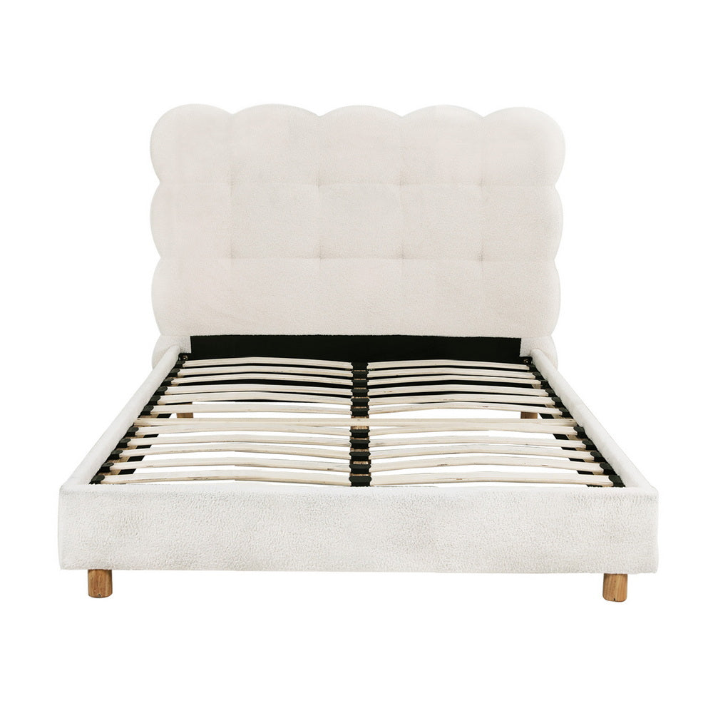 Artiss King Single Bed Frame Cloud Headboard Boucle Fabric Mattress Platform Base White-Furniture &gt; Bedroom &gt; Beds &amp; Bed Frames-PEROZ Accessories