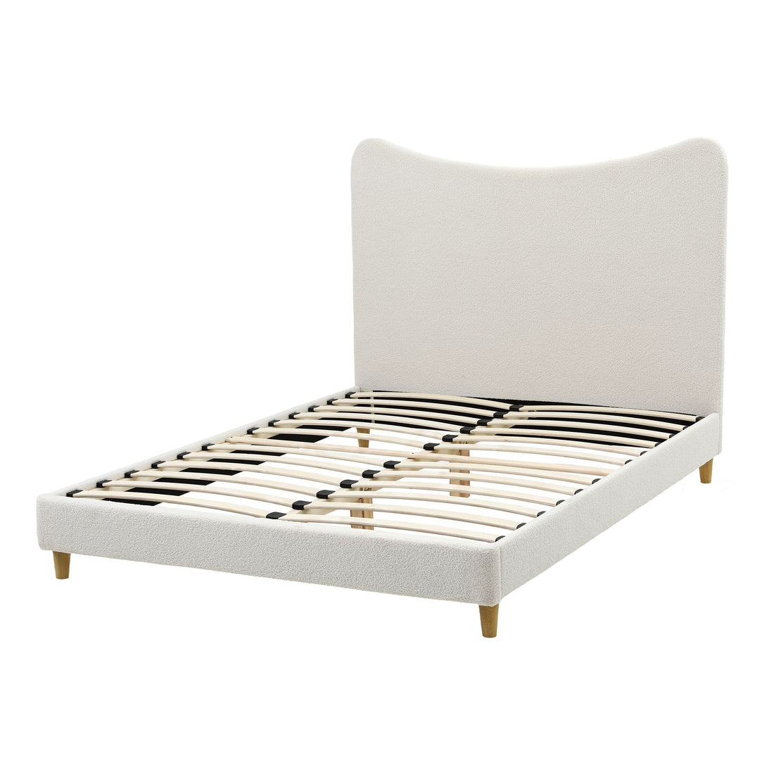 Artiss Double Bed Frame with Boucle Headboard, Beige, 300kg Capacity-Furniture > Bedroom > Beds &amp; Bed Frames-PEROZ Accessories