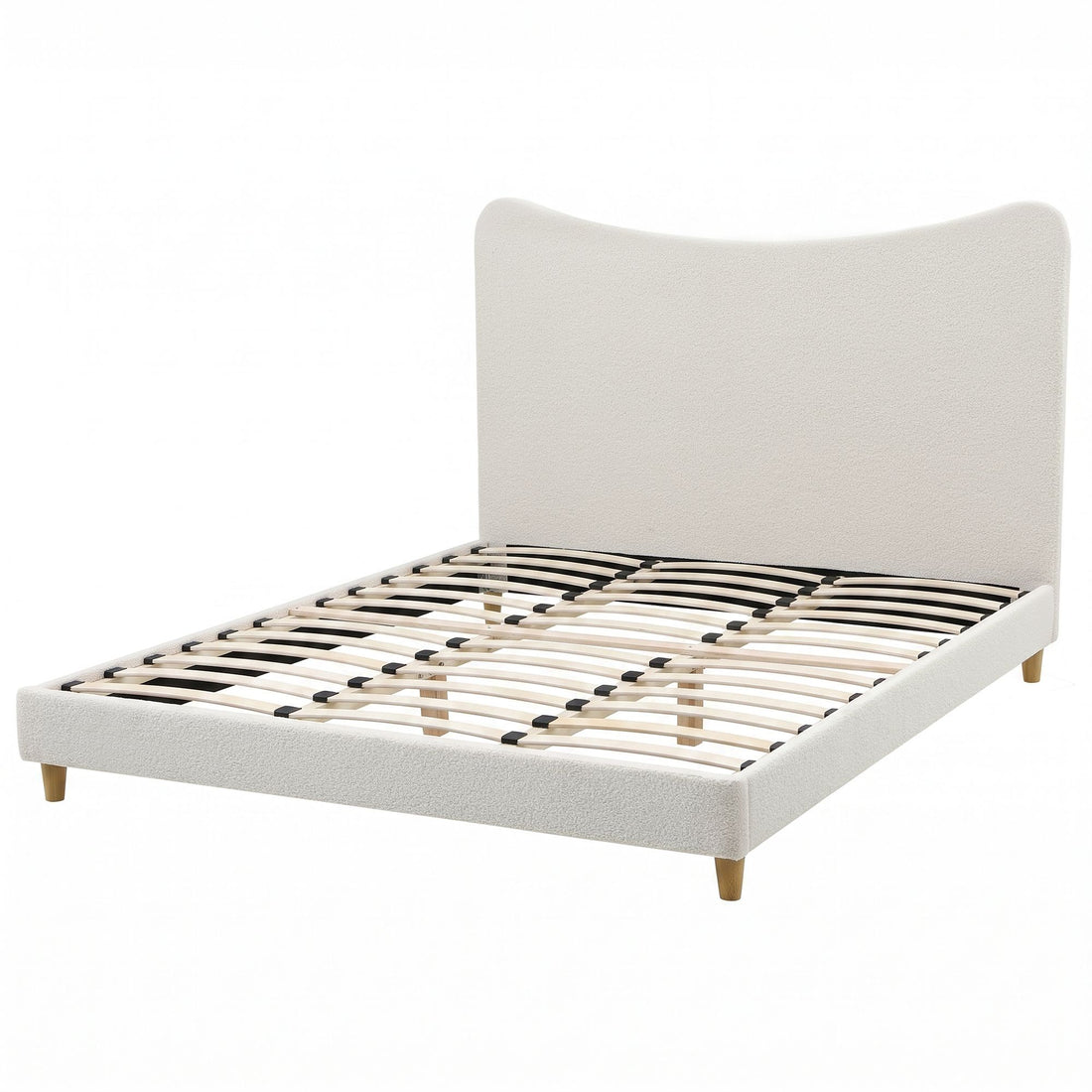 Artiss King Bed Frame with Boucle Headboard, Beige, 300kg Capacity-Furniture > Bedroom > Beds &amp; Bed Frames-PEROZ Accessories