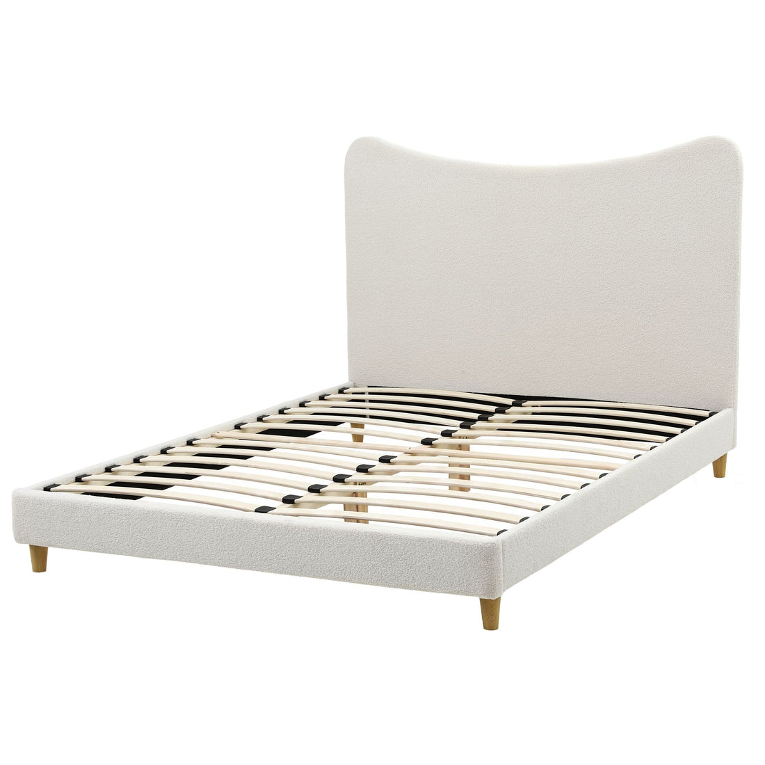 Artiss Queen Bed Frame with Boucle Headboard, Beige, 300kg Capacity-Furniture > Bedroom > Beds &amp; Bed Frames-PEROZ Accessories
