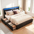 Artiss Bed Frame Queen Size LED with 4 Drawers Black DUNN-Furniture > Bedroom > Beds & Bed Frames-PEROZ Accessories
