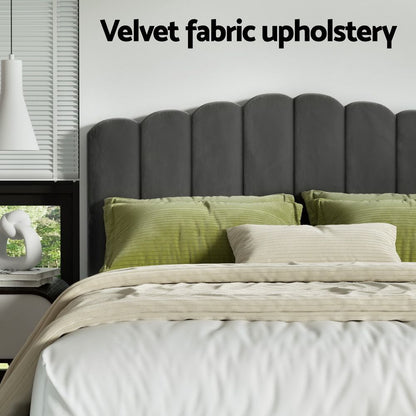 Artiss Bed Frame Double Size Velvet Grey FION-Furniture > Bedroom > Beds &amp; Bed Frames-PEROZ Accessories