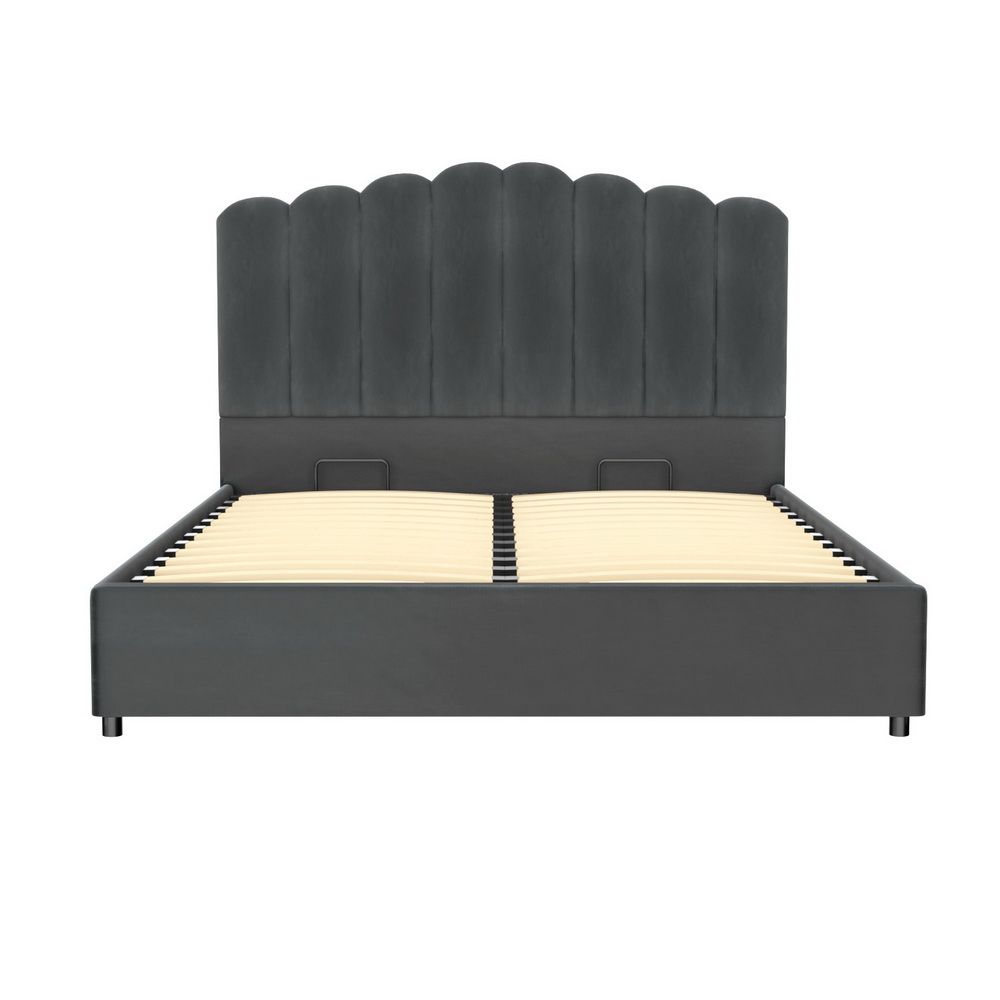 Artiss Bed Frame Double Size Velvet Grey FION-Furniture > Bedroom > Beds &amp; Bed Frames-PEROZ Accessories