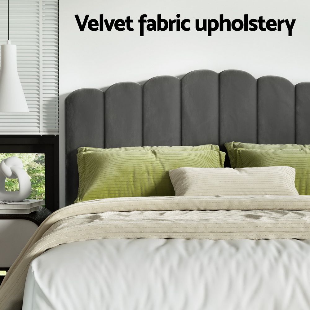 Artiss Bed Frame King Size Velvet Grey FION-Furniture > Bedroom > Beds &amp; Bed Frames-PEROZ Accessories