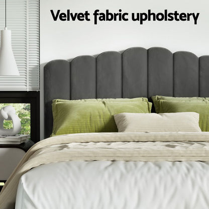Artiss Bed Frame King Size Velvet Grey FION-Furniture > Bedroom > Beds &amp; Bed Frames-PEROZ Accessories
