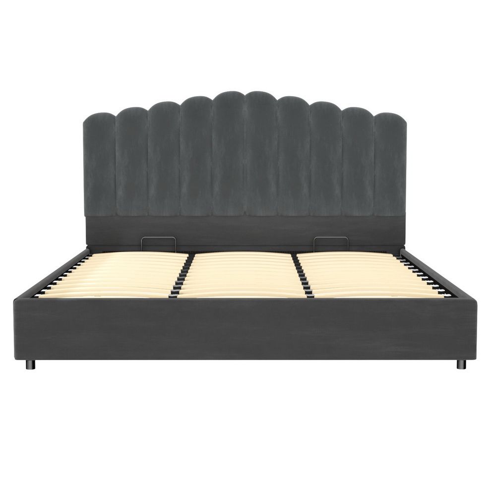 Artiss Bed Frame King Size Velvet Grey FION-Furniture > Bedroom > Beds &amp; Bed Frames-PEROZ Accessories