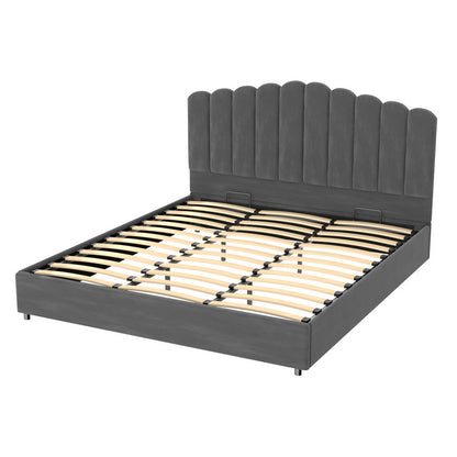 Artiss Bed Frame King Size Velvet Grey FION-Furniture &gt; Bedroom &gt; Beds &amp; Bed Frames-PEROZ Accessories