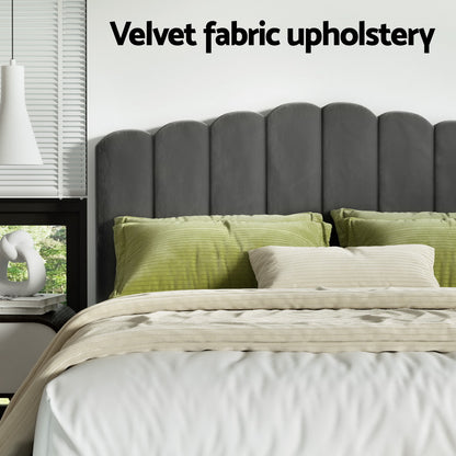 Artiss Bed Frame King Size Velvet Grey FION-Furniture &gt; Bedroom &gt; Beds &amp; Bed Frames-PEROZ Accessories