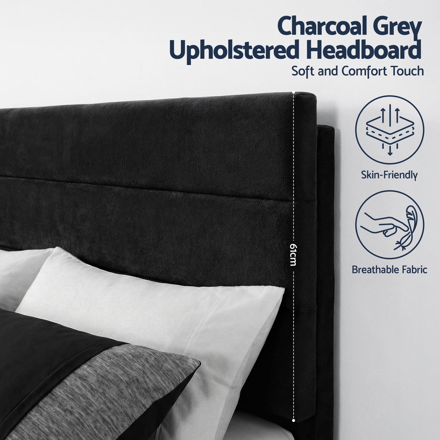 Artiss King Bed Frame Upholstered Platform Base with Geometric Headboard Black Velvet-Furniture > Bedroom > Beds &amp; Bed Frames-PEROZ Accessories