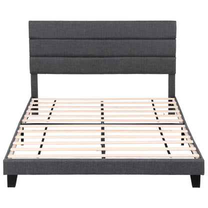 Artiss King Bed Frame Upholstered Platform Base with Geometric Headboard Charcoal Grey Linen Wood Slats for Modern Bedroom Furniture Home Decor-Furniture > Bedroom > Beds &amp; Bed Frames-PEROZ Accessories