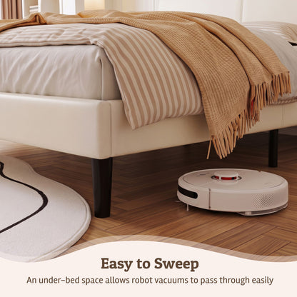 Artiss Queen Bed Frame with USB Charging and Side Storage Shelves Beige