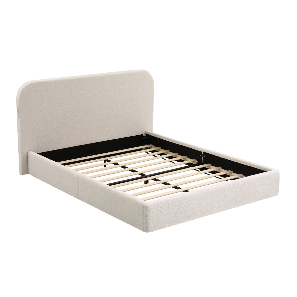 Artiss Queen Bed Frame with Bouclé Headboard, USB-C Charging &amp; Night Lights