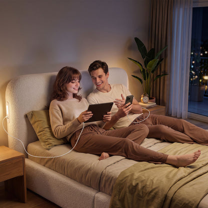 Artiss Queen Bed Frame with Bouclé Headboard, USB-C Charging &amp; Night Lights