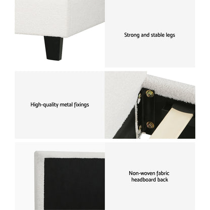 Artiss Bed Frame Single Size Boucle Fabric Mattress Base Platform Wooden-Bed Frames-PEROZ Accessories