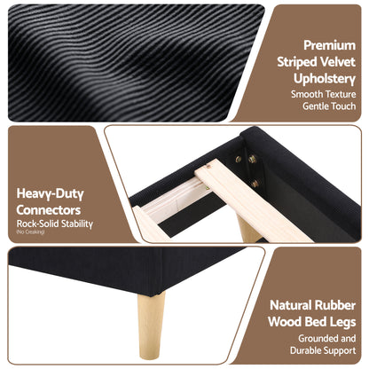 Artiss Queen Bed Frame Upholstered Adjustable Headboard Mood Lighting Heavy Duty Black Velvet-Furniture > Bedroom > Beds &amp; Bed Frames-PEROZ Accessories