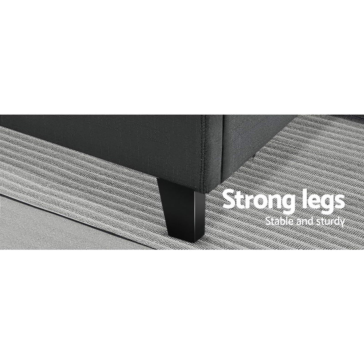 Artiss Tino Bed Frame Double Size Charcoal Fabric-Bed Frames-PEROZ Accessories