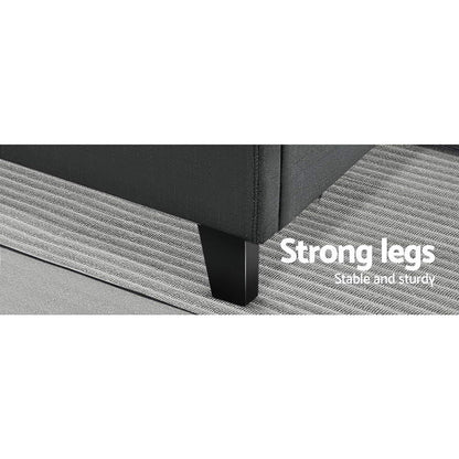 Artiss Tino Bed Frame Double Size Charcoal Fabric-Bed Frames-PEROZ Accessories