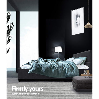 Artiss Tino Bed Frame Double Size Charcoal Fabric-Bed Frames-PEROZ Accessories