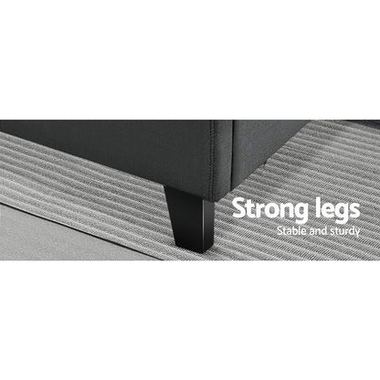 Artiss Tino Bed Frame Double Size Charcoal Fabric-Bed Frames-PEROZ Accessories