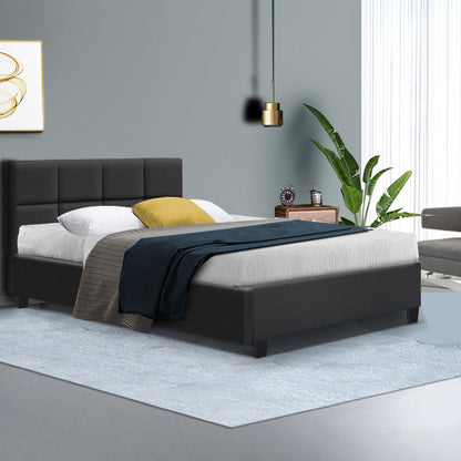 Artiss Tino Bed Frame Double Size Charcoal Fabric-Bed Frames-PEROZ Accessories