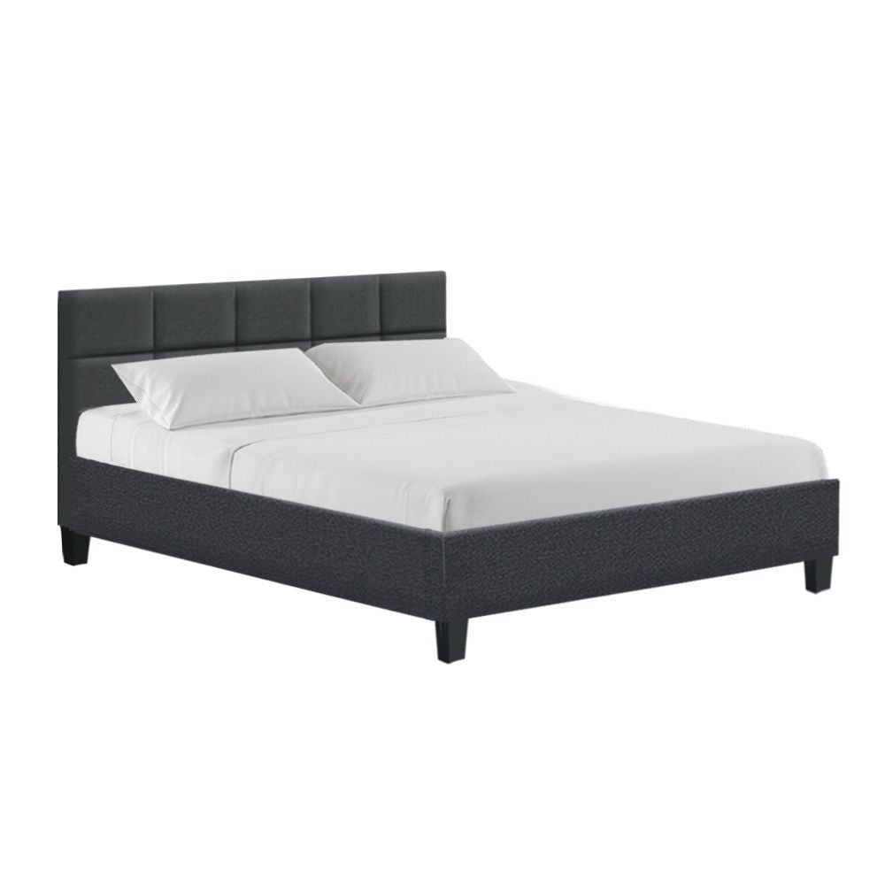 Artiss Tino Bed Frame Queen Size Charcoal Fabric-Bed Frames-PEROZ Accessories