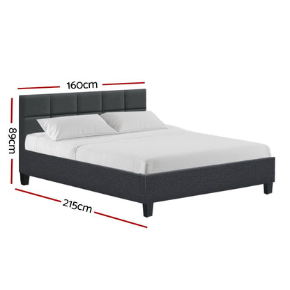 Artiss Tino Bed Frame Queen Size Charcoal Fabric-Bed Frames-PEROZ Accessories