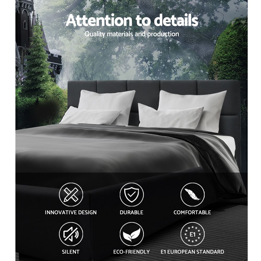Artiss Tino Bed Frame Queen Size Charcoal Fabric-Bed Frames-PEROZ Accessories