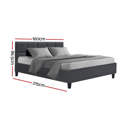 Artiss Tino Bed Frame Queen Size Charcoal Fabric-Bed Frames-PEROZ Accessories
