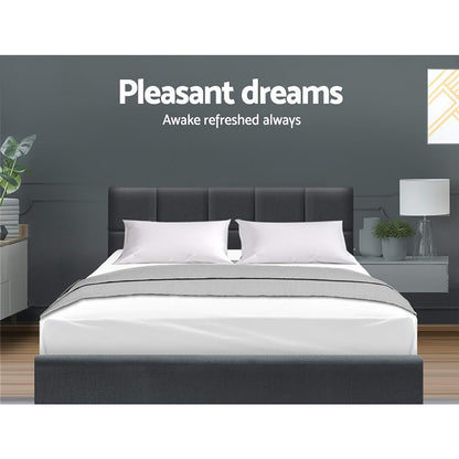 Artiss Tino Bed Frame Queen Size Charcoal Fabric-Bed Frames-PEROZ Accessories
