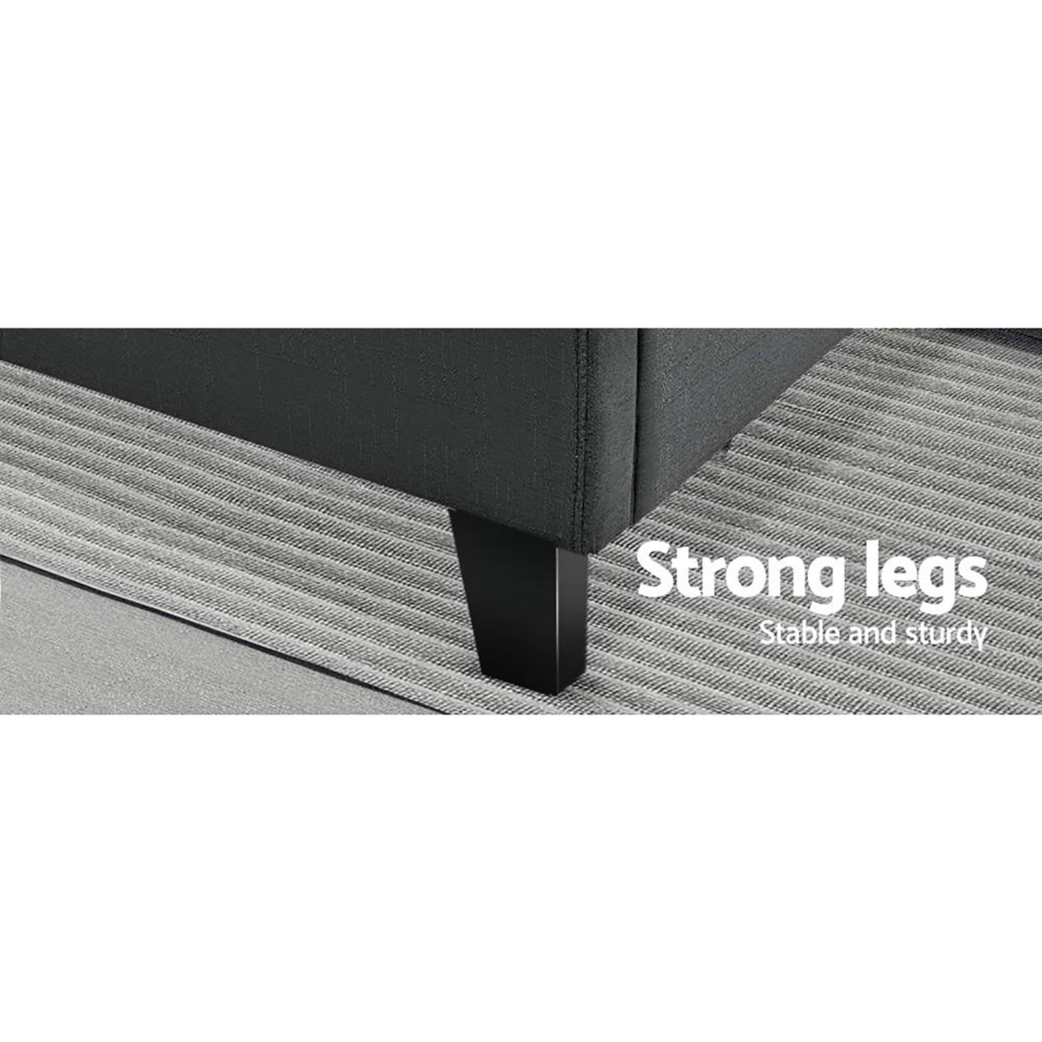 Artiss Tino Bed Frame Queen Size Charcoal Fabric-Bed Frames-PEROZ Accessories