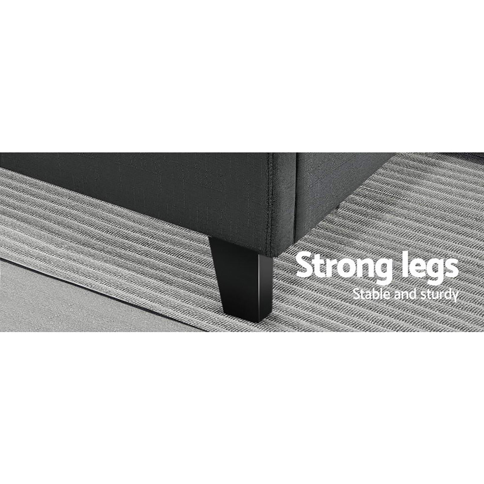 Artiss Tino Bed Frame Queen Size Charcoal Fabric-Bed Frames-PEROZ Accessories